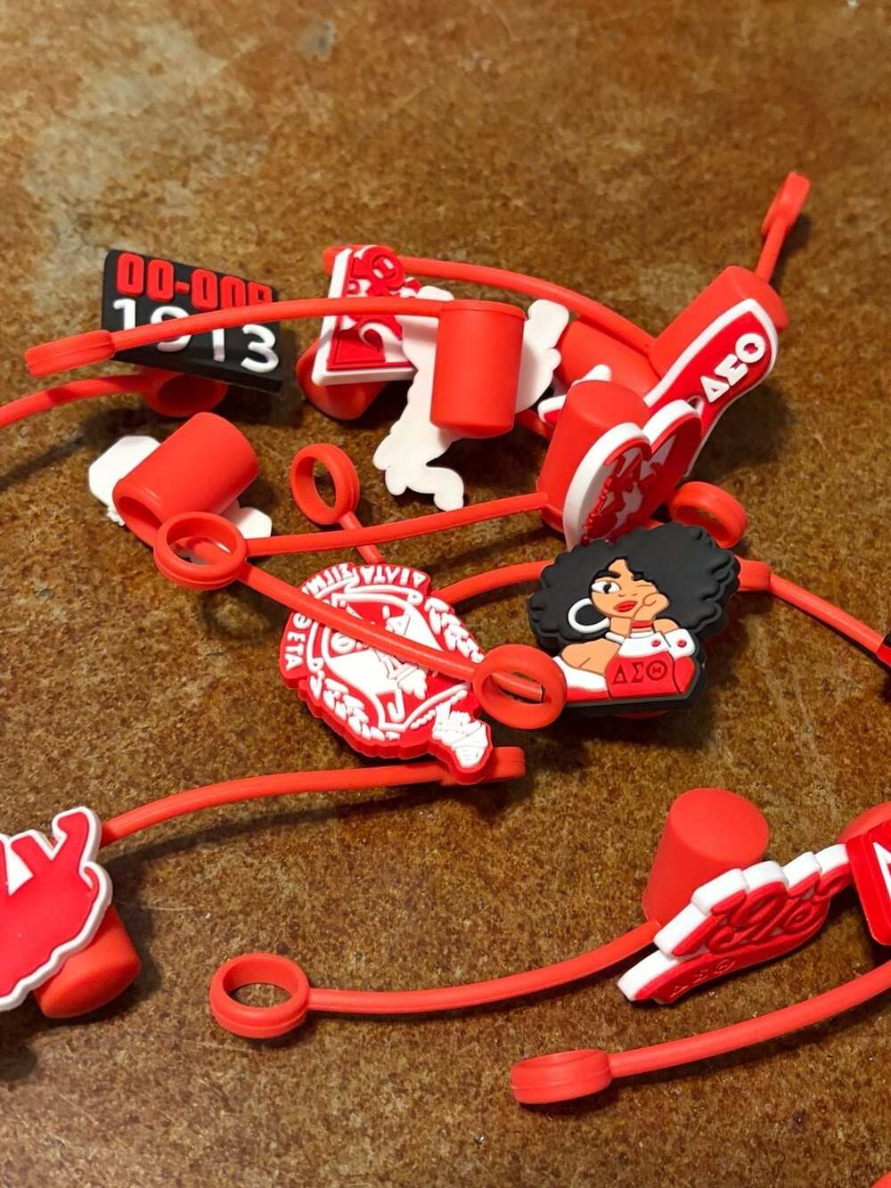 16-Piece Delta Sigma Theta Sorority Silicone Straw Topper Set